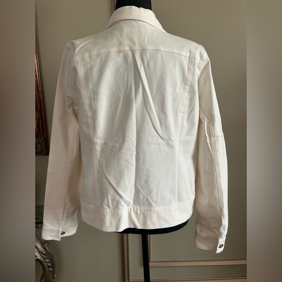 1901 Ivory White Denim Button Front Stretch Jacket Size Large - Picture 4 of 6